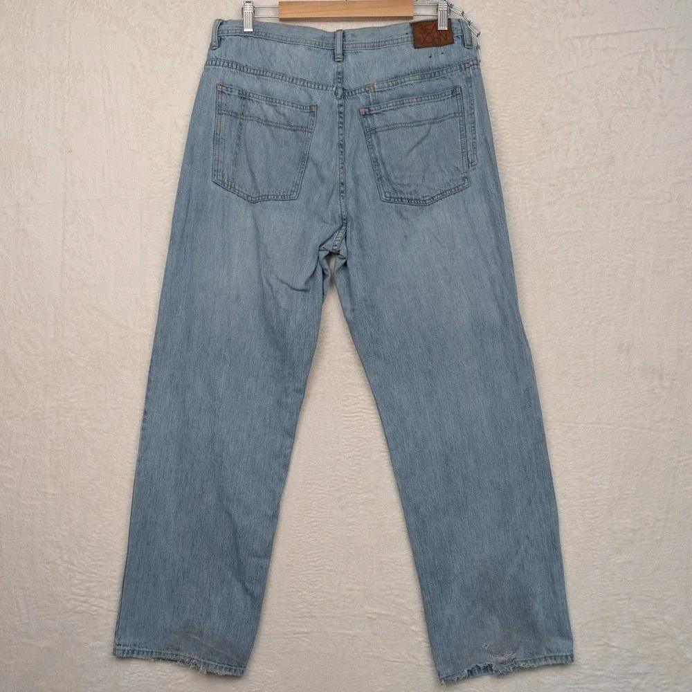 VTG Sean John Jeans Men's 34X32 Light Wash Blue Straight Baggy Embroidered‎ Y2K